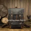 10A + Sac de haute qualité Retour Japonais et Coréen Fou Sac à dos en cuir fait à la main pour hommes Voyage en plein air Cheval Cuir de vache Casual Ordinateur