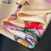Women Designer Scarf Fashion Brand Wrap Head Scarfs Square Flower Silk Twill Pashmina Scarves Shawl Pleated Birthday Gift Easy to Match Soft Touch Size 70*70CM