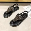 Sandaler 2024 Summer Women's Fashion Casual Beach Outdoor Flip-Flops Sequin Dekinerade damer Flat