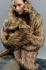 Пальто из искусственного меха унисекс с большим лацканом и воротником из экологически чистого меха, осеннее и зимнее утолщенное пальто из искусственного меха енота