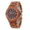 Zhong's BEWELL Creative Casual Montre en bois pour hommes Calendrier lumineux nocturne Montre en bois de compensation abordable