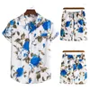 Mäns avslappnade skjortor 2024 Hawaiian Beach Style Printing Trend Beautiful Flower Lapel and Shorts Suits in Europe America