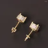 Boucles d'oreilles à clous explosifs hip-hop européen et américain pour hommes et femmes, ronds en Zircon, bicolores, argent 925