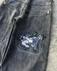Streetwear JNCO Jeans Y2k Hip Hop dessin animé imprimé graphique Vintage Baggy pantalon noir hommes femmes taille haute pantalon large 240117