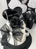 Party Supplies Girl's Happy Birthday Valentine's Day Cake Topper Decoration Black Bow Akryl Pearl Love Dessert Wedding Baking