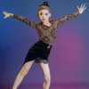 Stage Wear 2024 Latin Dance Practice Suit for Autumn and Winter Girls High-end Leopard Print Druku