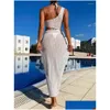 Women'S Swimwear Womens Swimwear Y Cut Out Mesh Swimsuit Er Up Pareo Tunic 2023 Summer Solid White Beach Split Maxi Dress Bikini Er-U Dh6Jc