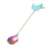 Ice Cream Spoon 304 Stainless Steel Coffee Stirring Scoop Cute Cat Fish Decor Long Handle Scoops Water Drop Shape Creative New 524Q
