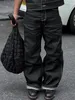 Jean Baggy à jambes larges pour hommes, multi-poches, noir, ample, décontracté, HipHop, vêtements de travail à la mode, Y2k, 240117