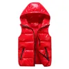 Gilet per bambino ragazzo Capispalla caldo con cappuccio Cappotto lucido per bambina Giacca senza maniche per bambina Gilet invernale imbottito in piuma 240117