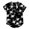 Blusas femininas elegantes jovens mulheres estampa floral camisa de manga curta moda blusa 2024 solta decote em v roupas blusa