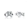 Boucles d'oreilles en argent Sterling 2024 pour femmes, bijoux fins, scintillants, infini, pour la fête des mères, amour, 925