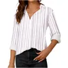 Camicette da donna Camicia a righe con stampa Office Lady Donna 2024 Primavera Autunno Colletto rovesciato Camicie a maniche lunghe per