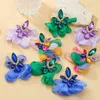 Stud Earrings Fashion Bohemia Silk Fabric Cloth Multi Colors Crystals For Women Female Party Jewelry