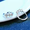 Boucles d'oreilles ZFSILVER mode luxe S925 couleur argent D blanc Moissanite 3 sœurs femmes accessoires fête bijoux cadeau E027