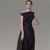 Sukienki swobodne sukienki na ramionach damskie letnie francuskie francuskie sens designu Kikyo Black Mniejszość bez rękawów