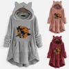 Dameshoodies Damestrui Dames Warm Comfortabel Los Fleece Capuchon Top Lange mouw Leuke print Snap