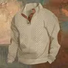 Męskie bluzy męskie pullover top retro kontrast kolor bluzy z stojakiem na guziki kołnierza miękki ciepły paski tekstury na jesień