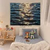 Tapisseries River Tapestry Wall Decor Shimmering Sea Surface Landskap Semester sovrum dekoration sängkläder rum dekorativvaiduryd