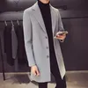 Autumn Mens Long Trench Coat Thick Wool Blend Business Windbreaker Jacket for Casual Wear 240118