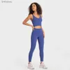 Ensembles actifs Soutien-gorge débardeur court à col en V et pantalon taille haute 25 ensembles d'entraînement Ensemble de gymnastique deux pièces extensible dans les quatre sens pour femmes L240118