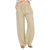 Women's Pants Trendy 2024 Plus Size Wide-leg Cotton Linen Casual For Women Baggy Gothic Wide Leg