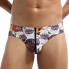 Mutande Slip da uomo Intimo bikini in seta ghiacciata Hip Lift Taglio alto Perizoma Stampa Mutande traspiranti Elasticità sottile Tronchi corti