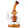 8.3 pulgadas Claro Tres Capas Dab Rigs Bongs de Agua de Vidrio Forma Unquie Vidrio Limpio Fumar Hookah EN Stock Quemador de aceite de 14 mm