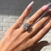 Ringos de cluster Hoyon 925 anel de zircão de prata esterlina para mulheres brancas fl 2 s jóias de diamante anilos de bizuteria