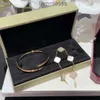 Clover Armbanden Designer Diamanten Armband Set Liefde Nagelarmband Bedelketting Verguld Roestvrij Staal Dames Bruiloft Sieraden Groothandel 97KT 97KT
