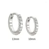 Boucles d'oreilles en argent Sterling 925, aiguille 13mm/10mm, cerceau rond en cristal pavé pour femmes, boucle d'oreille de luxe légère, bijoux de mariage