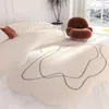 ミニマリズムリビングルームカーペットふわふわ白いぬいぐるみ不規則な形状ベッドルーム敷物ラウンジアンチススキッドコーヒーテーブルマットカスタマイズ240117