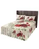 Bedrok Vintage Letter Rode Vogel Bloem Retro Elastisch ingerichte sprei met kussenslopen Matrashoes Beddengoed Set Laken