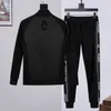 Pleinxplein Tute da uomo pp cranio cotone 2 pezzi felpa con cappuccio pantaloni abbigliamento sportivo plein tuta con cappuccio e pantaloni 873 nero