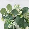 Dekorativa blommor Youzi Green Eucalyptus lämnar kransar 25 cm ljus pelare hållare för julbröllop hem dörr bordsskiva dekoration