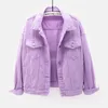 Classic Denim Jacket Women Jeans 2023 Jean Boyfriend Jackets for Oversize Loose Coat Veste Femme Purple White Yellow Mujer 240117