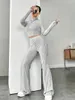 Women's Pants Women 2 Piece Lounge-wear Outfits Turtleneck Split Hem Long Sleeve Tops & Leg Palazzo Pant Set Simple Slim Fit Slouchy Home