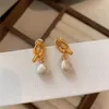 Orecchini di perle barocche d'acqua dolce naturali vintage francesi per la tendenza dei gioielli con fascino unico di lusso leggero di alta qualità da donna