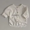 Jackets 2023 Summer New Baby Long Sleeve Cardigan Infant Cotton Boy Girl Air Conditioner Shirt Solid Casual Sun Protection Jacket H240508