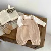 Jumpsuits 2024 Spring New Baby Sleeveless Romper Toddler Solid Corduroy Overalls Newborn Infant Casual Jumpsuit Boys Girls Clothes 0-24M H240508