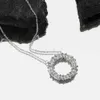Łańcuchy Nowy projektant mody Diamond Circle Naszyjnik T Wisianka dla kobiety Srebrny łańcuch pierścionki Dziewczyny Wedding Walentynki miłośnicy