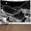 Tapisserier berg under Sun Moon Black Printing Wall billig hippie hängande bohemiska tapestry mandala konstdekoration h240514