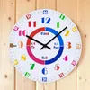 Wanduhren Kinder Zeit erzählen bunte Zahlendruck Uhr für Homeschool Kindergarten grundlegende Mathematikentwicklung pädagogische Uhr