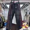 メンズパンツ2024SS洗浄されたヴィンテージストライプイエロージーンズパンツ男性のためのズボン