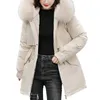 Women's Trench Coats Fur Collar Hooded Parkas Slim Womens Cotton Jackets Korean Zipper Winter Warm Mid Length Quilted Outerwear