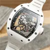 Richardmiler Luxury Watches Automatic Winding Mens Wristwatch Richardmiler RM055 White Ceramic Manual Mechanical Mens Watch med en diameter på 4 H6ZT