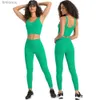 Ensembles actifs Soutien-gorge débardeur court à col en V et pantalon taille haute 25 ensembles d'entraînement Ensemble de gymnastique deux pièces extensible dans les quatre sens pour femmes L240118