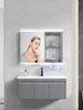 Bathroom Sink Faucets Solid Wood Integrated Ceramic Basin Mirror Cabinet Storage Wall Hanging Washbasin Wash