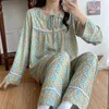 Dames Nachtkleding 2024 Lente Herfst Lange Mouwen Broek Poplin Pyjama En Homewear Pak Sets Pyjama