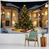 Tapestries Christmas Decorative Tapestry Wall Hanging Night Snowy View Tree Home Decoration DiffiaDuryd